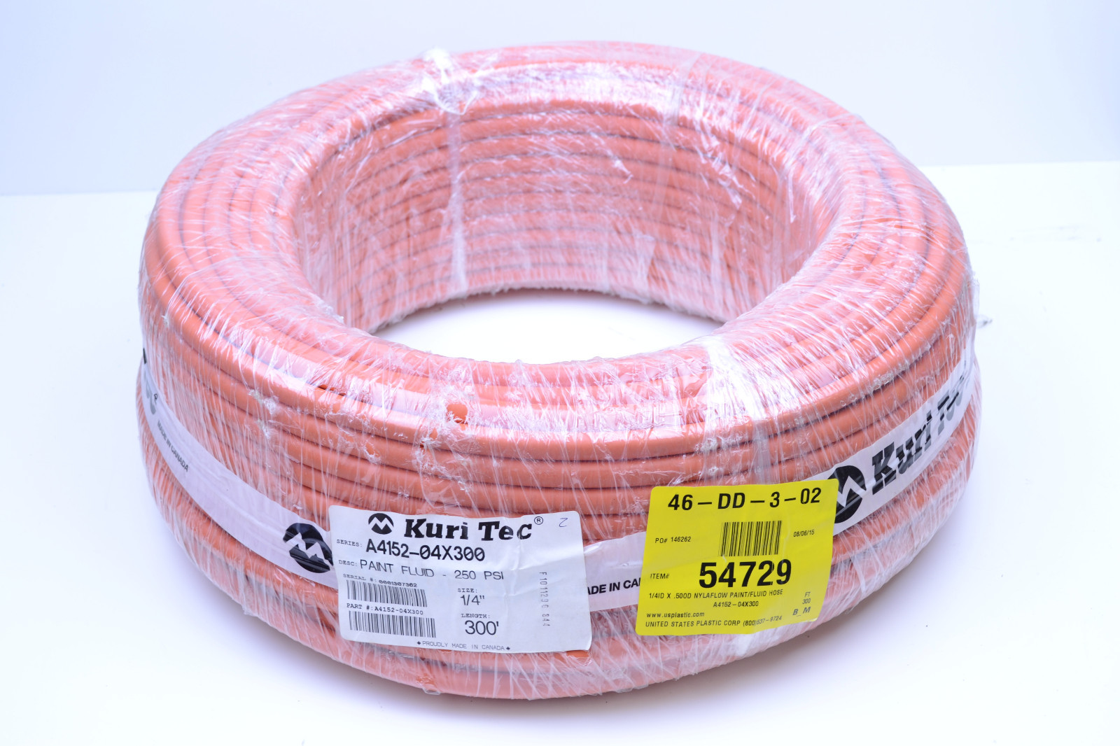 Kuri Tec A4152-04X300 Paint Fluid 250 PSI 1/4” 300’ Orange