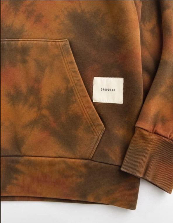 DROP DEAD Clothing Hoodie XL Brown Orange Tie Dye Acid Wash Y2K Streetwear DROP DEAD Clothing Hoodie XL Brown Orange Tie Dye Acid Wash Y2K Streetwear
