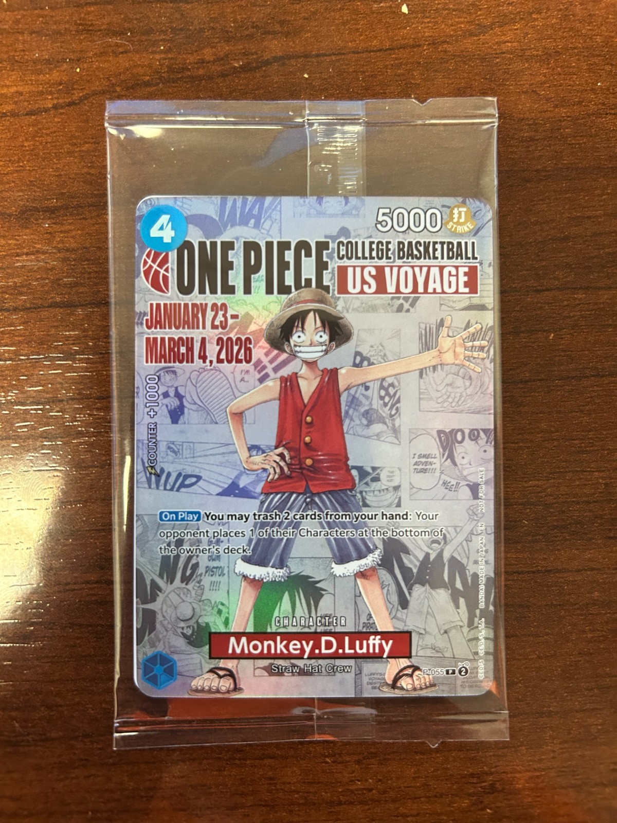 One Piece Monkey.D.Luffy College Basketball US Voyage Card Sealed