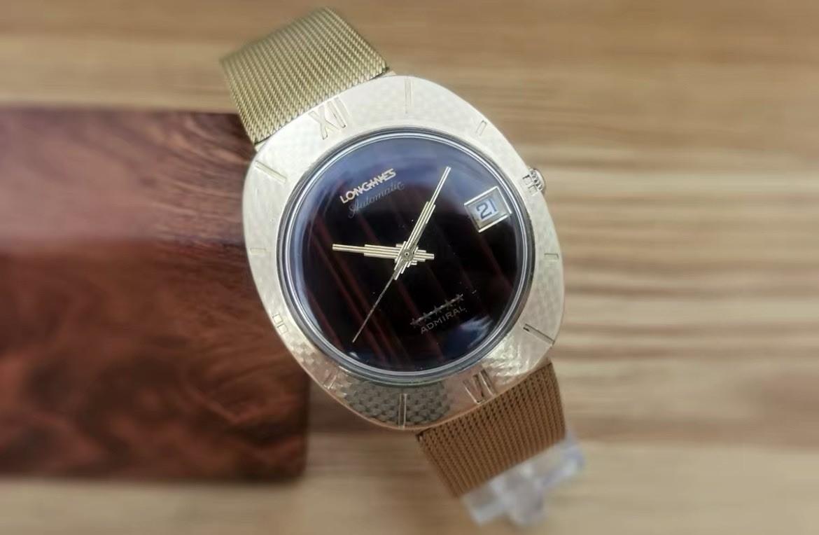 Vintage 5-Star Admiral Mechanical Watch 10K Gold Filled Wood Dial Milanese Band