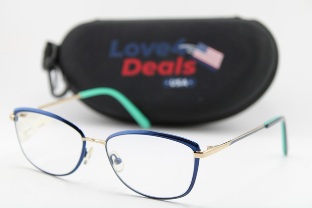 NEW KIO YAMATO KT-470U COL 02 GOLD BLUE TEAL GUNMETAL AUTHENTIC EYEGLASSES 52-16