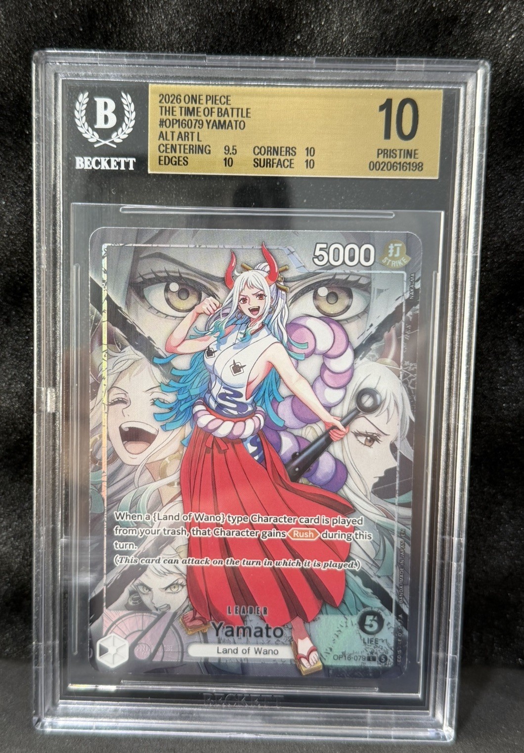 One Piece Yamato Alt Art Leader OP16-079 English Time Of Battle BGS PRISTINE 10 One Piece Yamato Alt Art Leader OP16-079 English Time Of Battle BGS PRISTINE 10