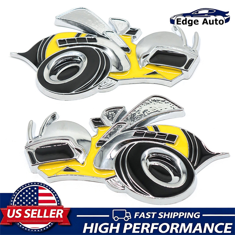 2Pcs 3D Metal Super Bee Armored Hornet  Car Side Fender Badge Emblem For Charger