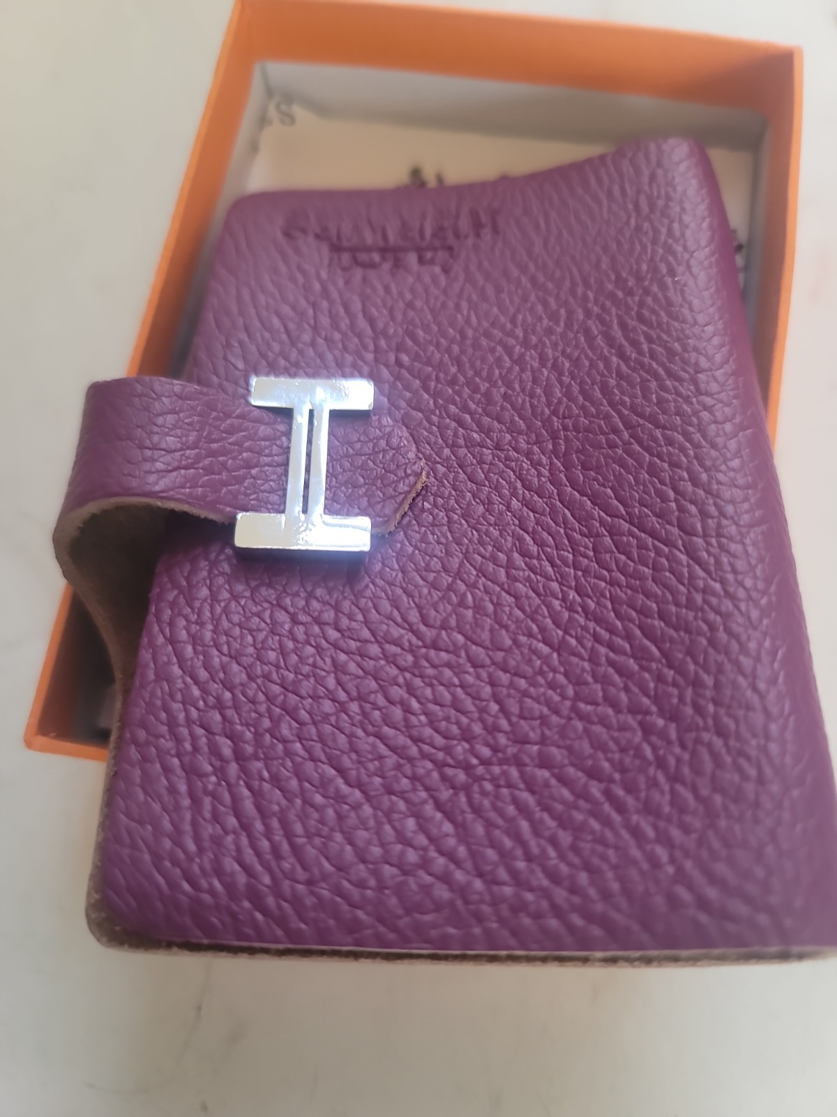 Hermes Wallet Bearn Compact Alligator Bi-fold Purple Leather Silver Hardware Hermes Wallet Bearn Compact Alligator Bi-fold Purple Leather Silver Hardware