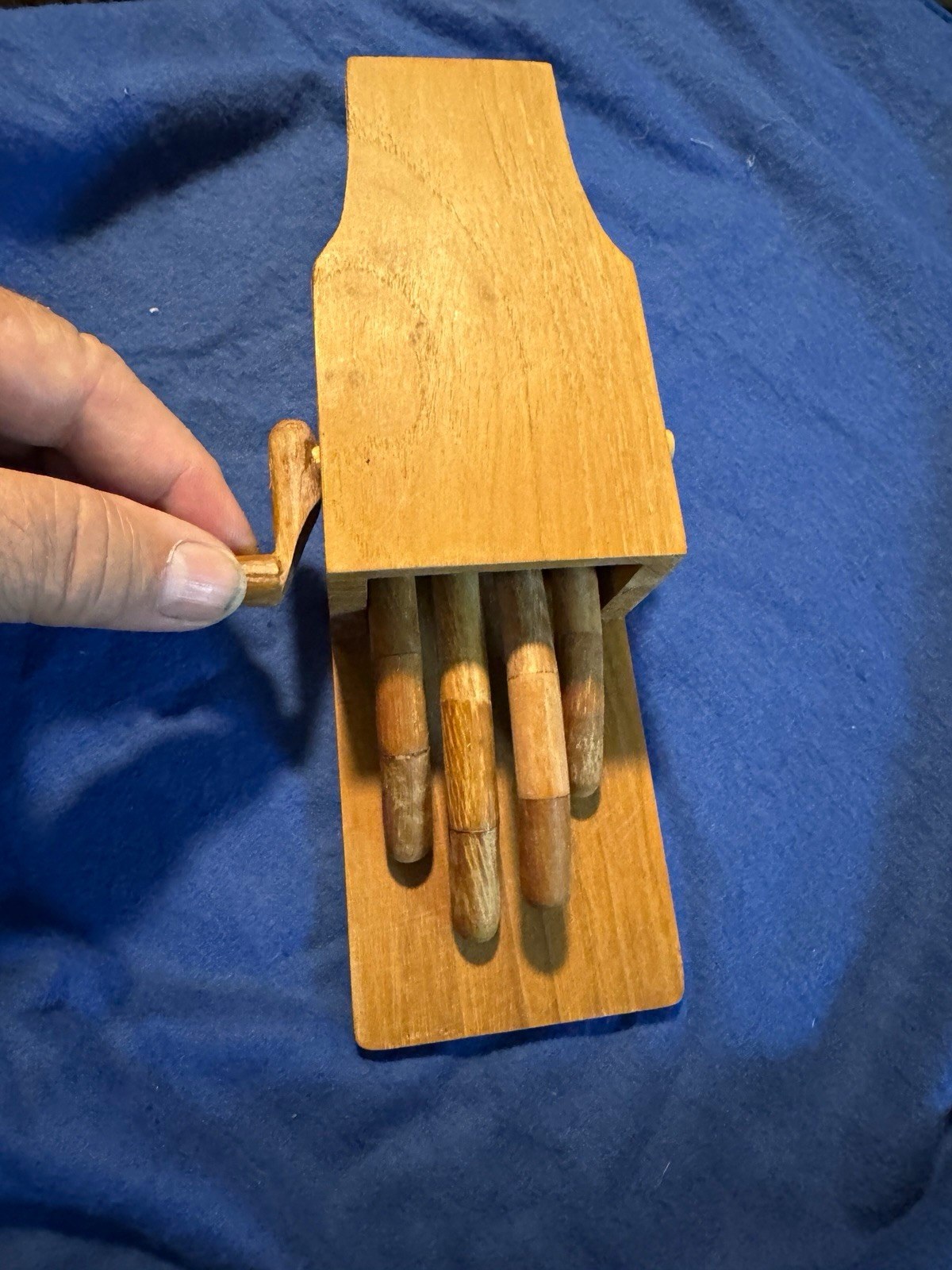 Vintage wooden mechanical crank toy or folk art piece