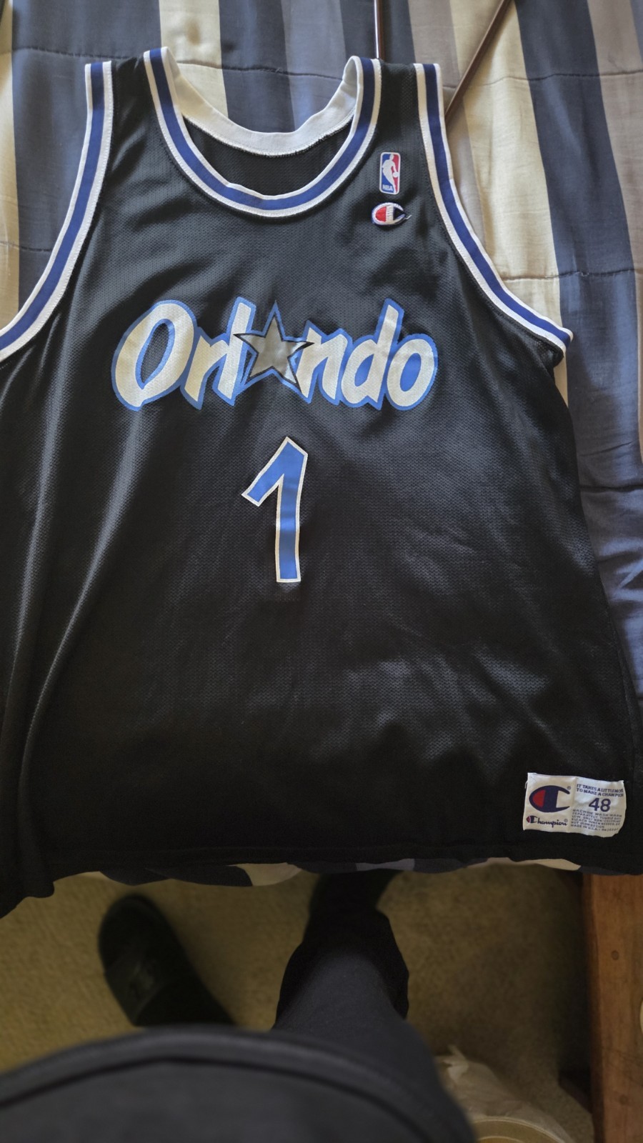 Vintage 90s Champion Orlando Magic Penny Hardaway #1 Jersey Size 48 XL Black
