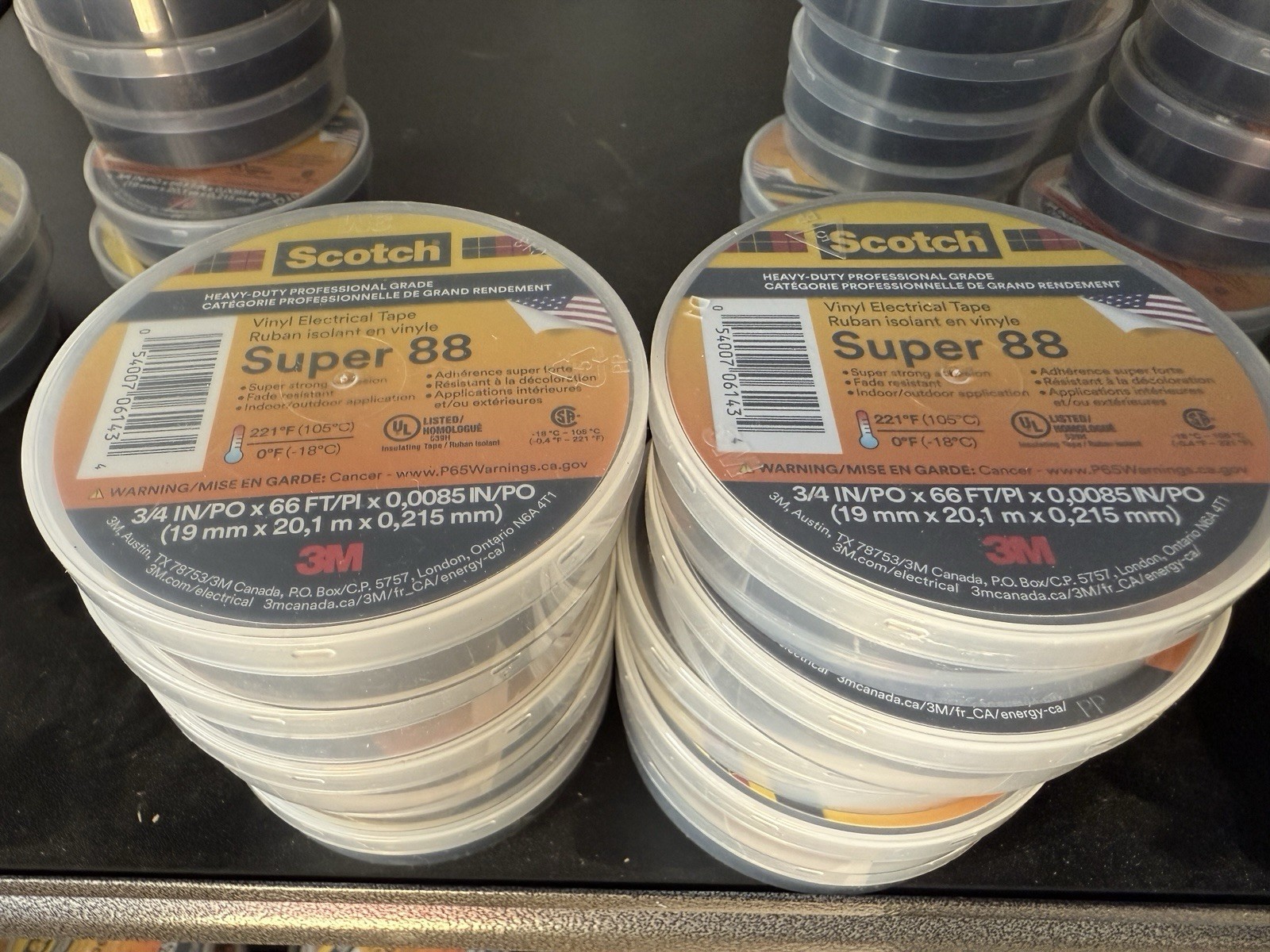 10 Rolls 3M Scotch Vinyl Electrical Tape Super-88, 3/4 in x 66 ft 22 yd