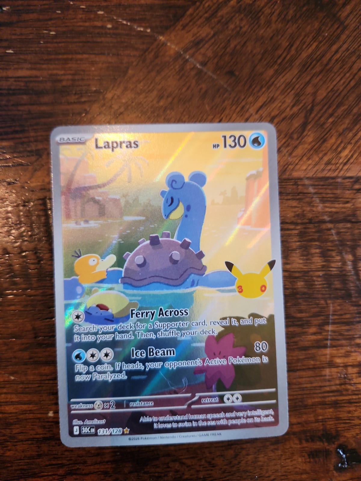 Pokemon Lapras 131/128 illustration rare - 30th anniversary Pokemon Lapras 131/128 illustration rare - 30th anniversary