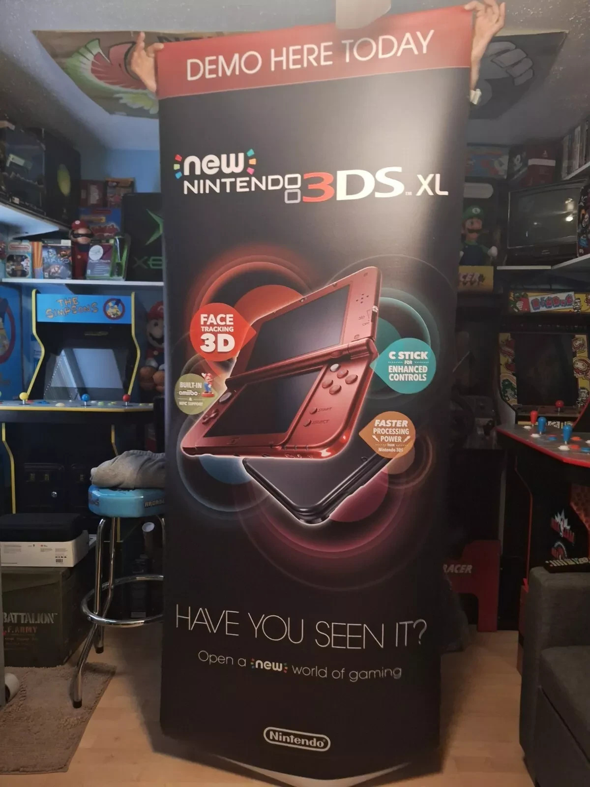Authentic Nintendo 3ds Vinyl Promotional Store Display Banner HUGE 7 Ft Tall Authentic Nintendo 3ds Vinyl Promotional Store Display Banner HUGE 7 Ft Tall