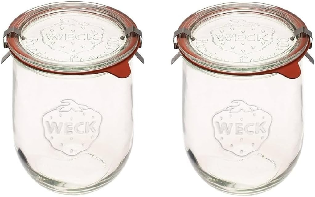 Weck Tulip Jars 1 Liter - Large Sour Dough Starter Jars with Wide Mouth - Suitab