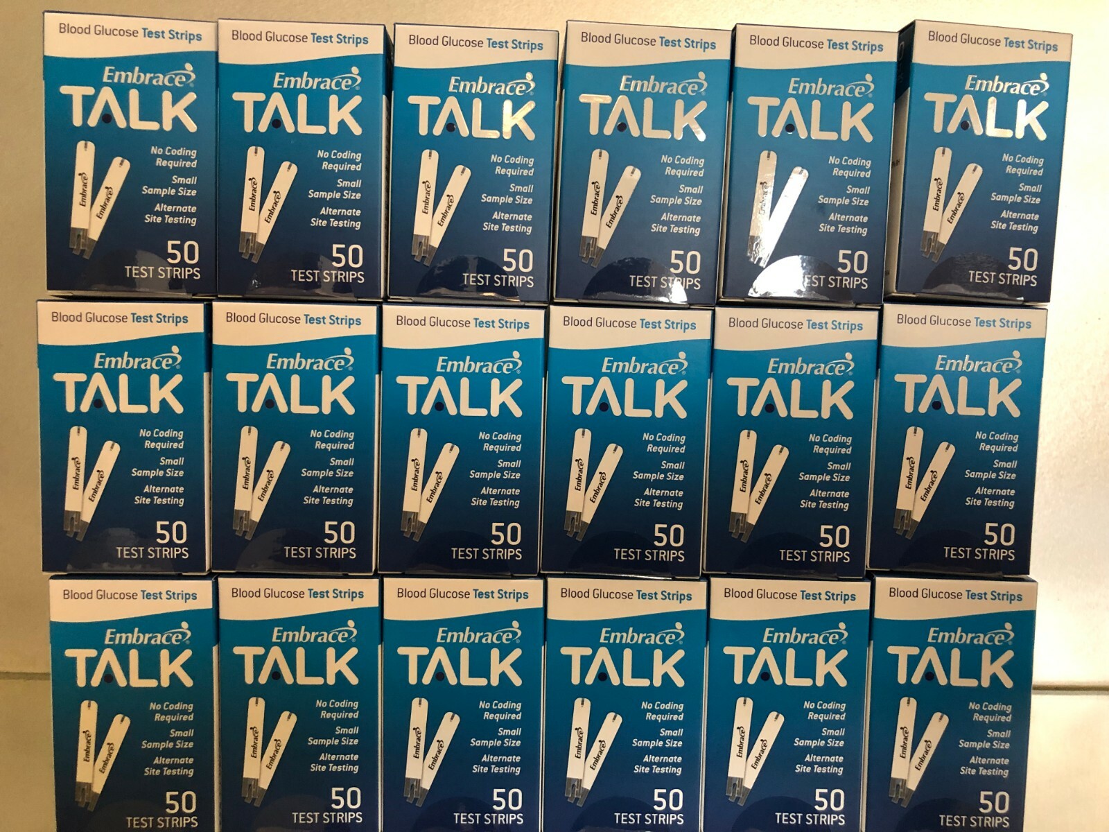 Embrace TALK Blood Glucose Test Strips 1000 Qty.  Exp 07/2027.   