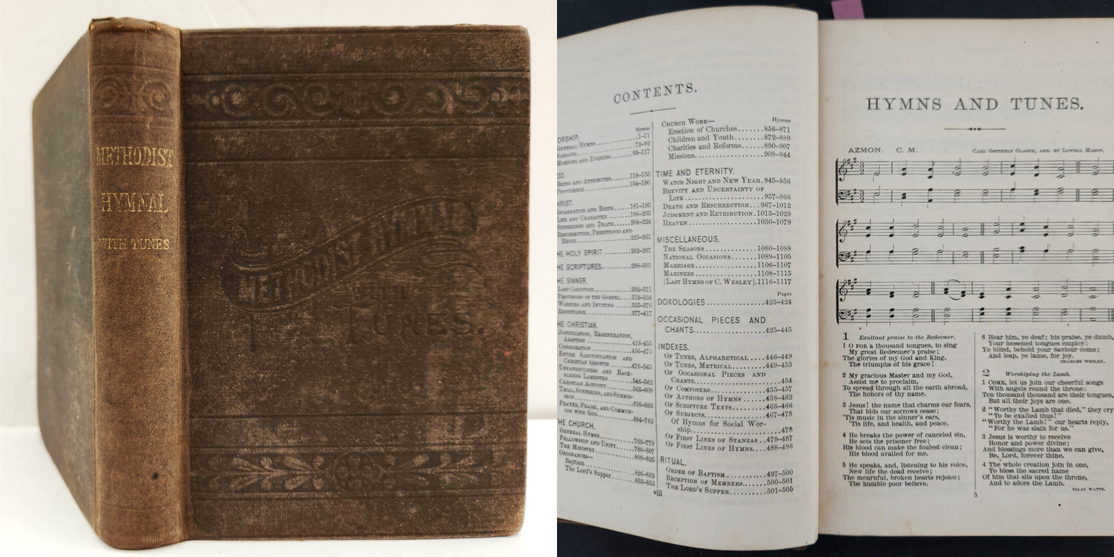 1900 antique METHODIST HYMNAL episcopal church owned by G. EMREY