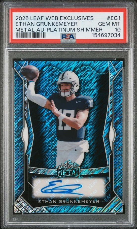 ETHAN GRUNKEMEYER ROOKIE AUTO 2026 SI FOR KIDS VIRGINIA TECH LEAF METAL PSA 10 ETHAN GRUNKEMEYER ROOKIE AUTO 2026 SI FOR KIDS VIRGINIA TECH LEAF METAL PSA 10