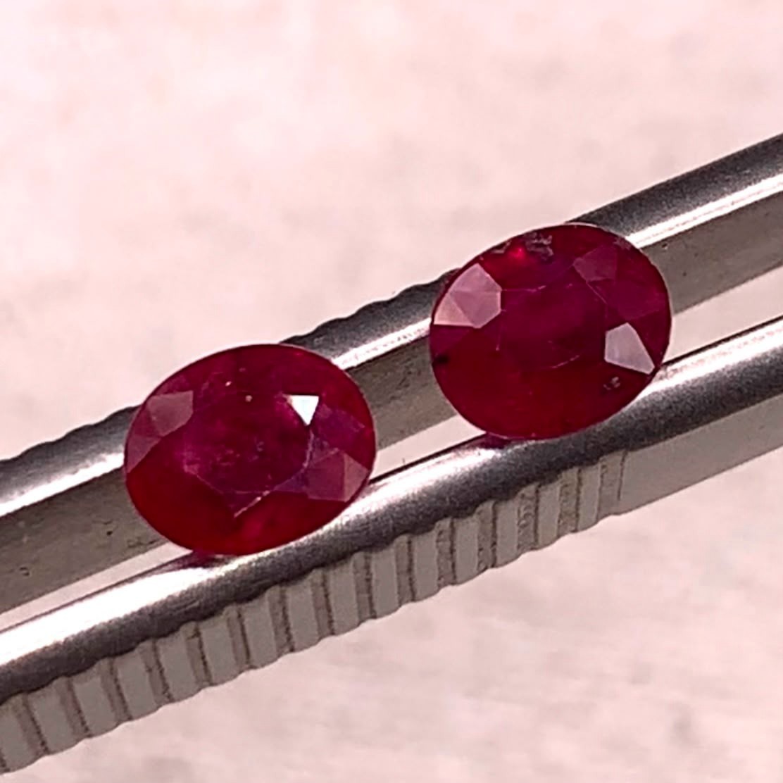 2.5 Carats Natural Blood Red Ruby Pair From Mozambique