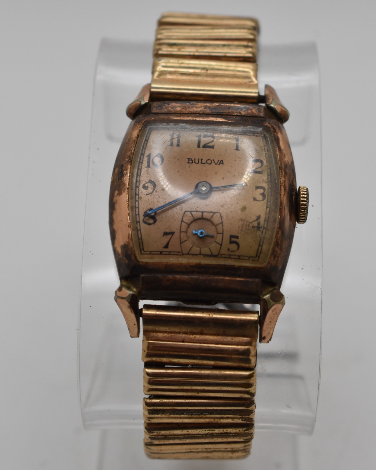 Vintage 1940s Bulova Men's Watch Art Deco Rose Gold Tone Parts Repair