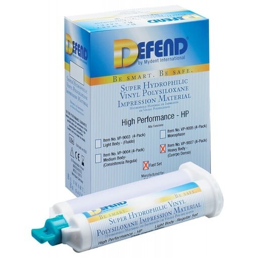 Defend Impression Material VPS - Heavy Body Fast Set 4 x 50ml Cartridges VP9011