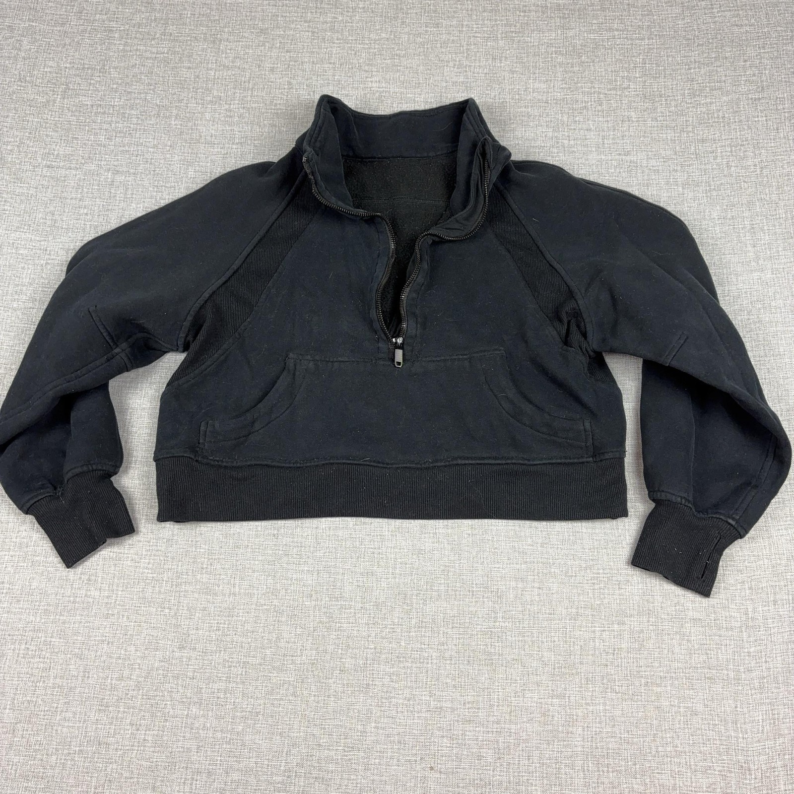 Lululemon It’s Rulu Ribbed Cropped Half Zip Pullover Black Women’s Medium