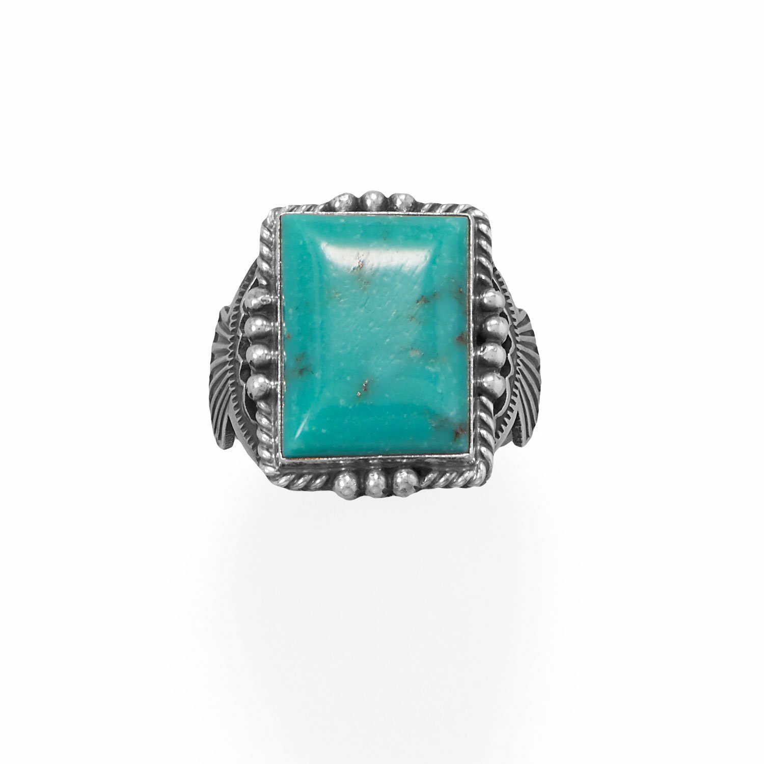 Stabilized Kingman Turquoise Native American Navajo Mens Ring Sterling Silver