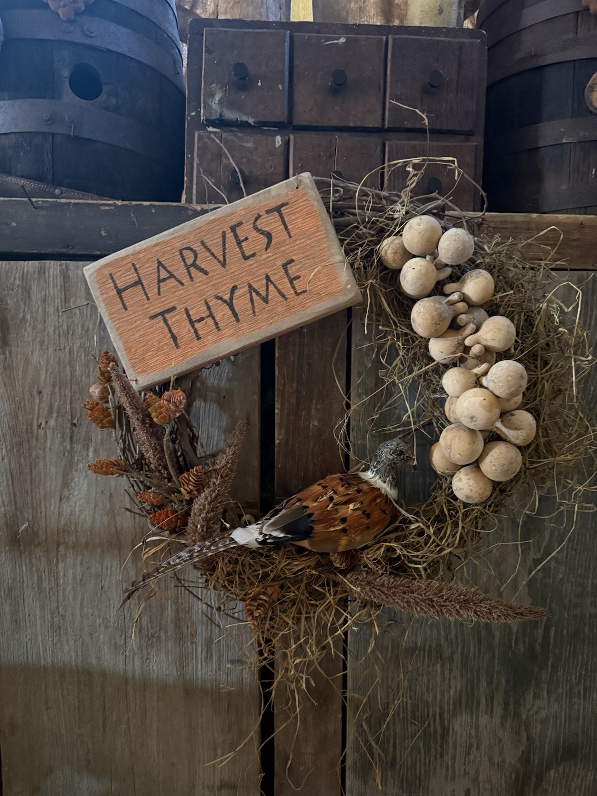 Primitive Awesome Fall Pheasant Wreath Dried Gourds Early Cabin Goods Primitive Awesome Fall Pheasant Wreath Dried Gourds Early Cabin Goods