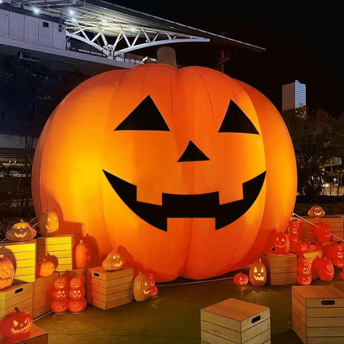 15Ft Tall Halloween Giant Inflatables Pumpkin With Built-In LED Lights Outdoor