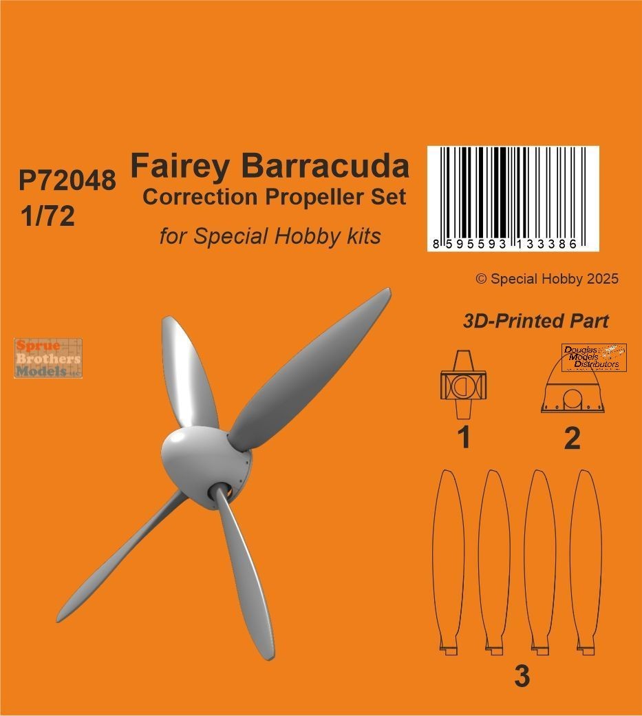 SPHP72048P 1:72 Special Hobby Fairey Barracuda Correction Propeller Set (SPH SPHP72048P 1:72 Special Hobby Fairey Barracuda Correction Propeller Set (SPH
