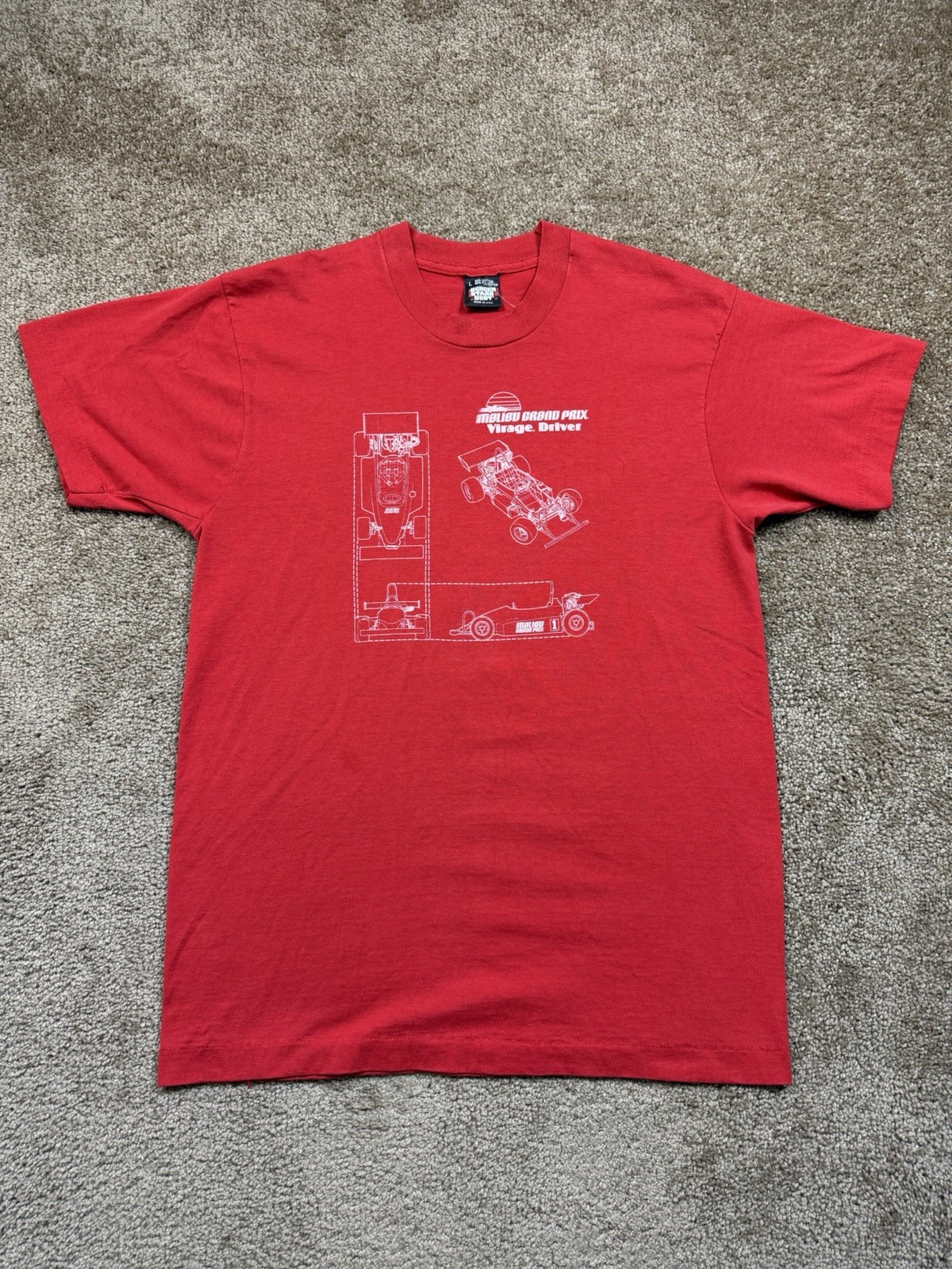 Vintage Malibu Grand Prix Virage Driver 80s T Shirt Men’s Large