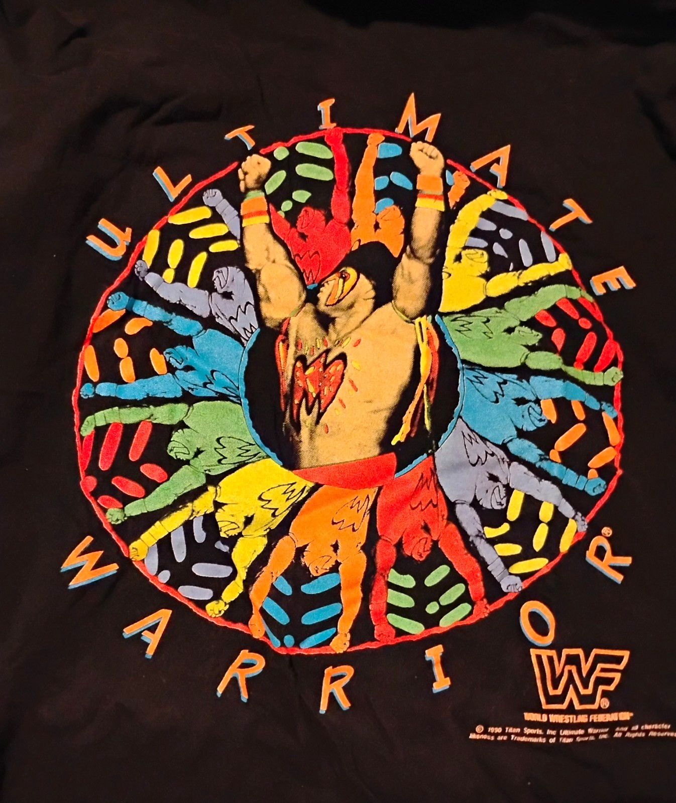 VINTAGE 1990 WWF ULTIMATE WARRIOR Black T-shirt SIZE LARGE EXCELLENT CONDITION VINTAGE 1990 WWF ULTIMATE WARRIOR Black T-shirt SIZE LARGE EXCELLENT CONDITION