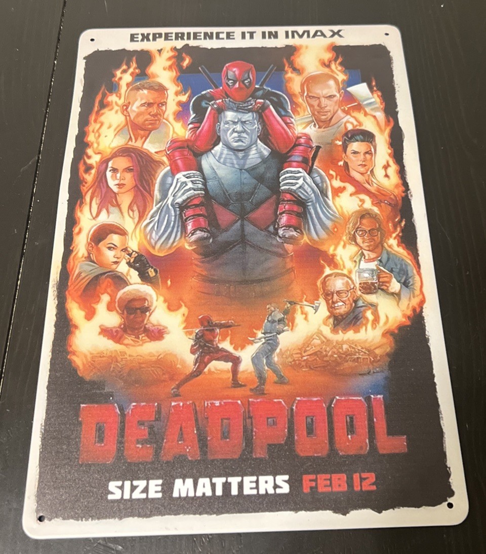 Deadpool IMAX Metal Tin Sign Marvel Movie Poster Wall Art Rare Retro Decor Deadpool IMAX Metal Tin Sign Marvel Movie Poster Wall Art Rare Retro Decor