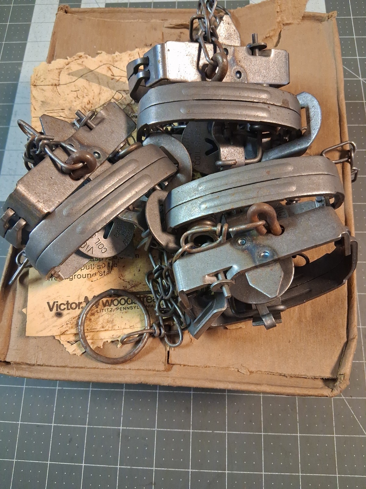 Animal Trap 6 pack half dozen victor no1 nos 1970s usa made foot hold coil