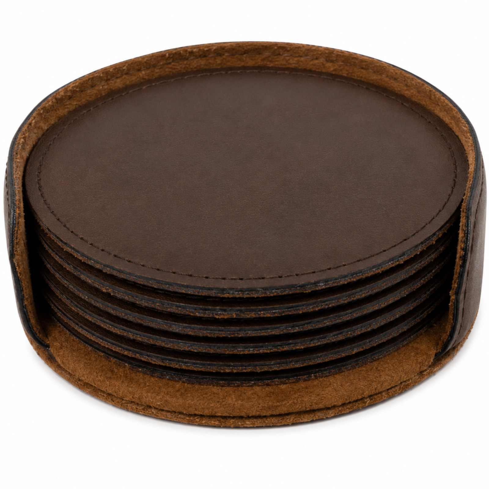 4″ Round Leatherette Coaster Set – 6-Pack Table Protectors 4″ Round Leatherette Coaster Set – 6-Pack Table Protectors