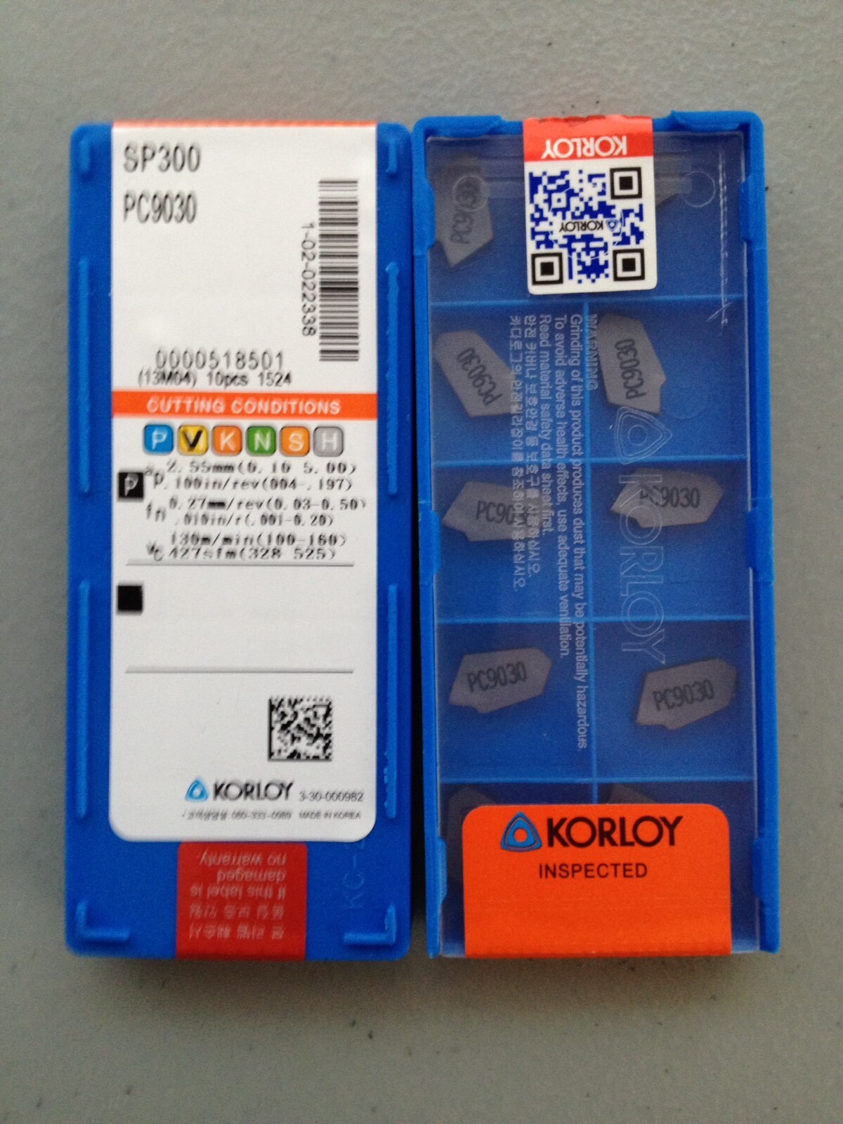 Korloy SP300 PC9030 (10 PCS) Carbide Cutoff Inserts Korloy SP300 PC9030 (10 PCS) Carbide Cutoff Inserts