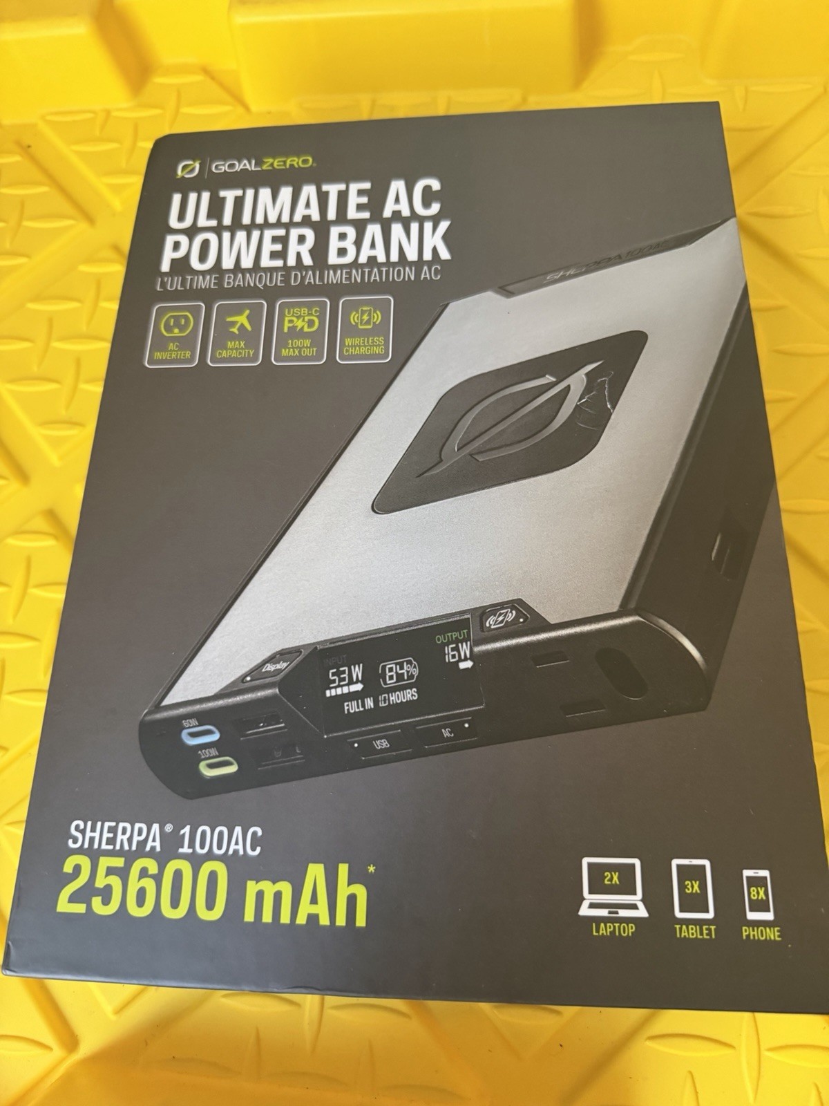 Goal Zero Sherpa 100AC Power Bank 25600mAh Wireless USB-C PD LCD- grey Goal Zero Sherpa 100AC Power Bank 25600mAh Wireless USB-C PD LCD- grey