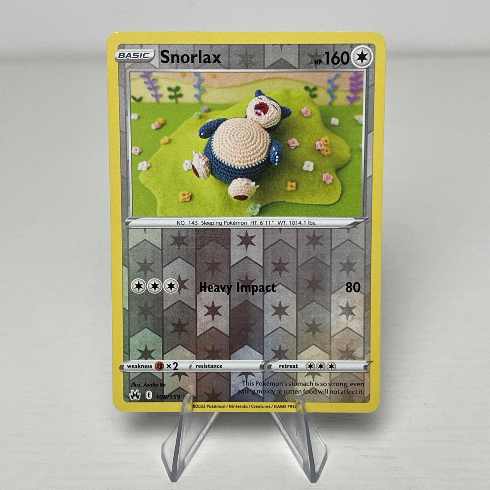 Snorlax Reverse Holo Rare SWSH: Crown Zenith 109/159 NM Asako Ito Crochet 