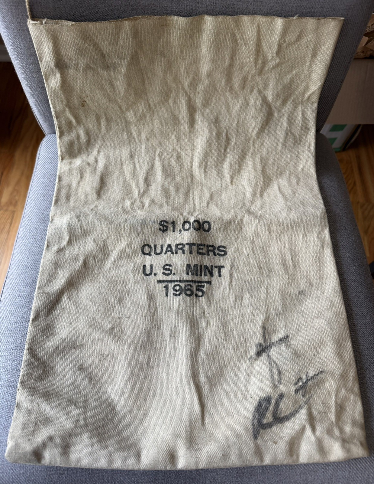 Vintage 1965 US U.S. Mint Canvas Coin Deposit Bag Bank Quarter $1000 Canvas USA Vintage 1965 US U.S. Mint Canvas Coin Deposit Bag Bank Quarter $1000 Canvas USA