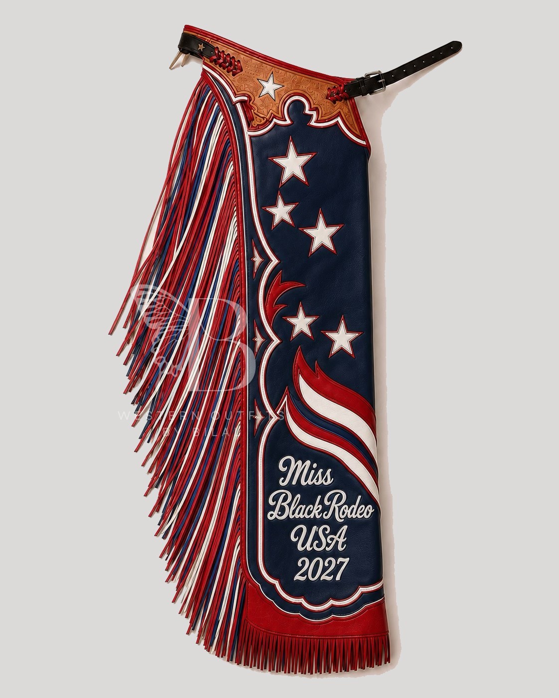 Black Rodeo queen Chaps Navy Blue Smooth Leather Bronco Show Adult fringe chap