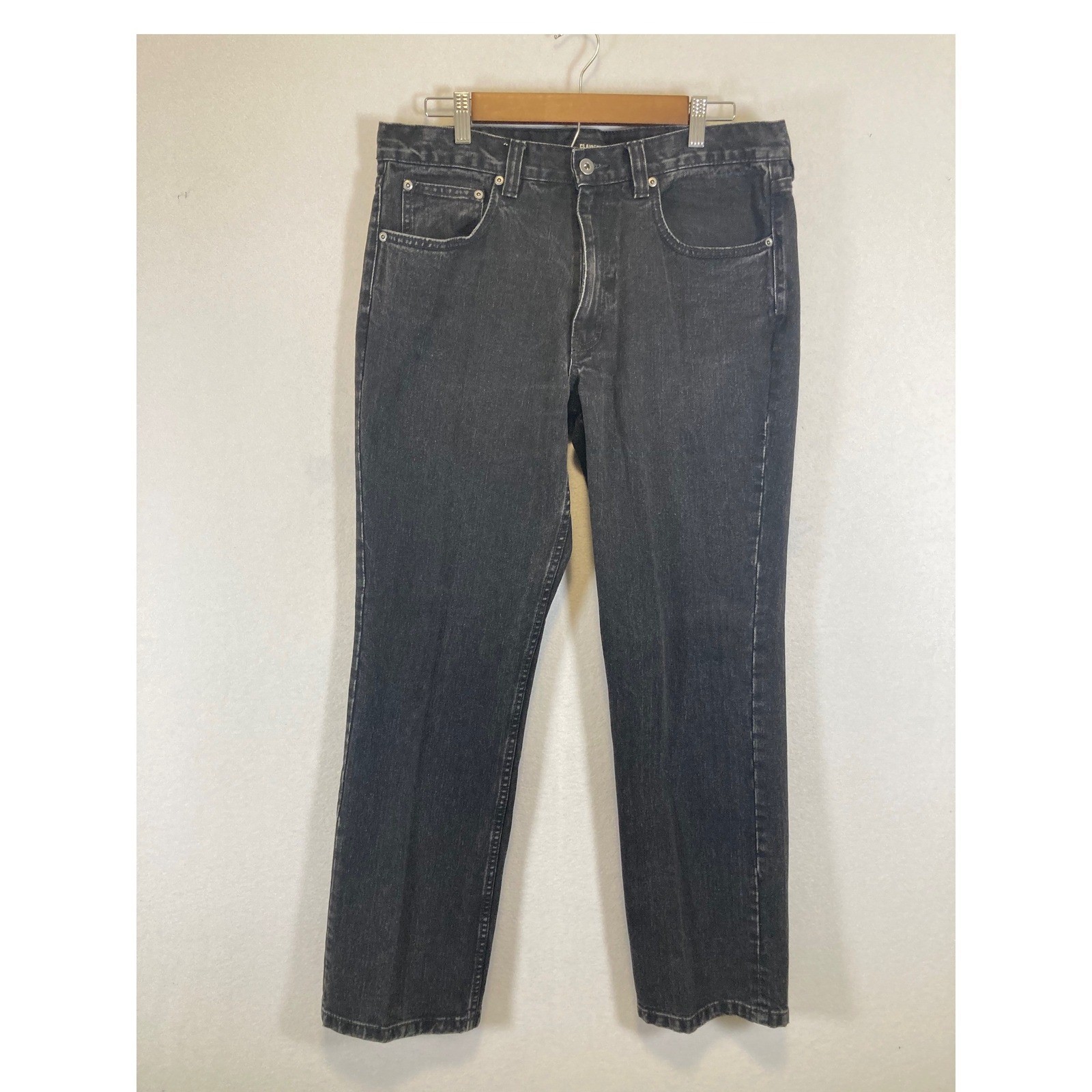 Vintage Indie Claiborne Mens 34x32 Faded Black Straight Leg 100% Cotton Jeans