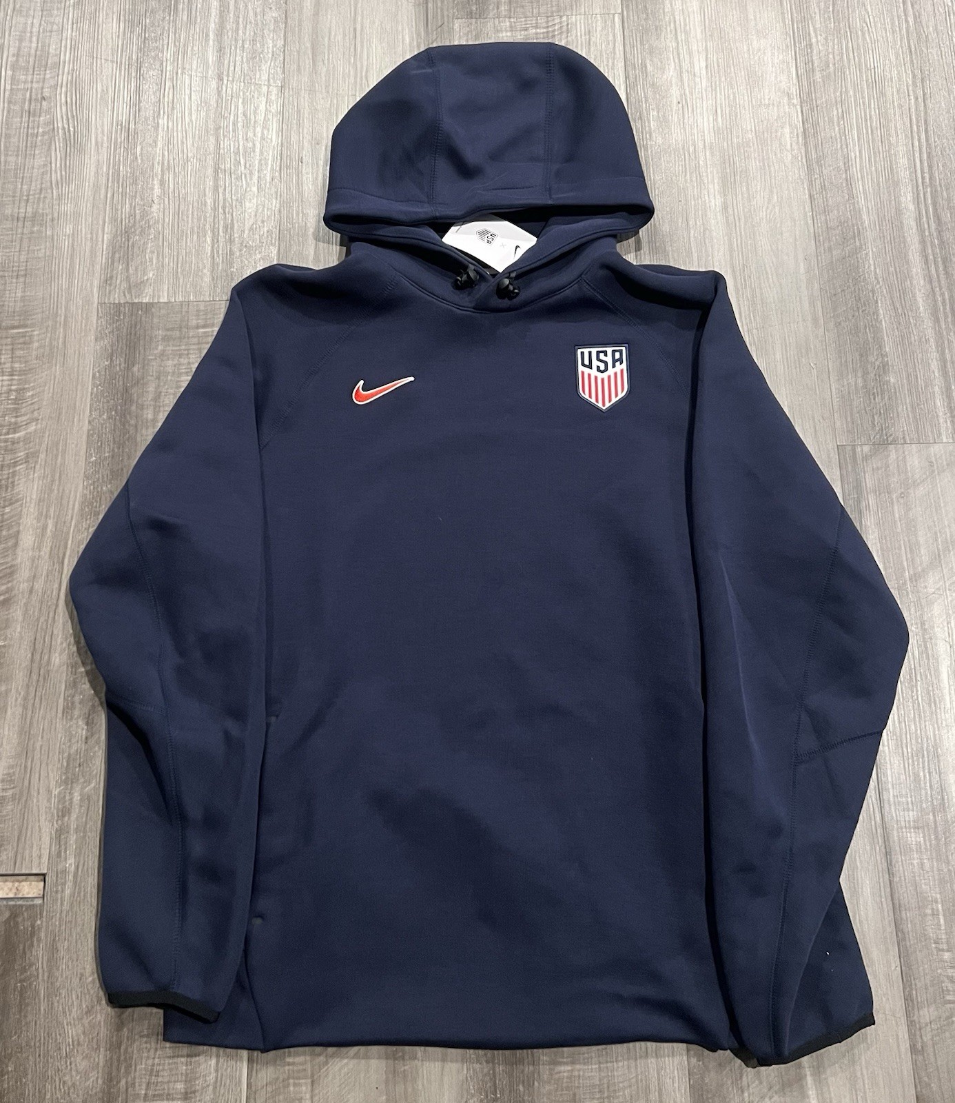 Size L Mens NIKE USMNT TEAM USA TECH FLEECE PULLOVER HOODIE NAVY HF5110-451 $140