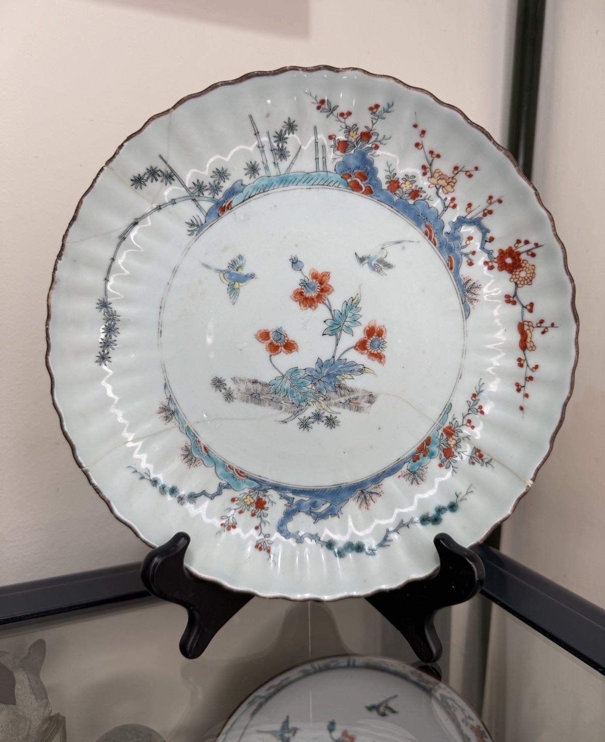 Antique 18thC Dutch Kakiemon Decorated Chinese Porcelain Plate Amsterdam Bont