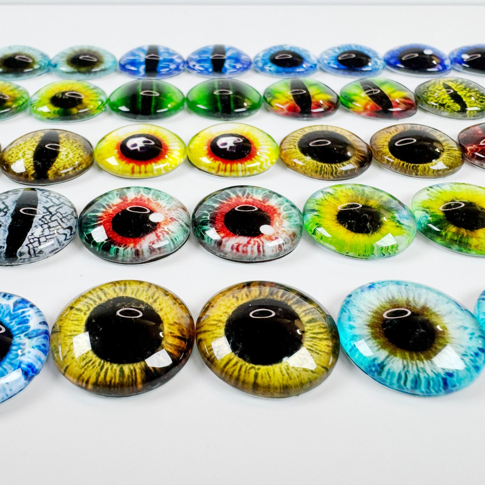 12mm 60Pcs Mixed Dragon Glass Eye Cabochon Eyeball for Craft DIY Art Supplies