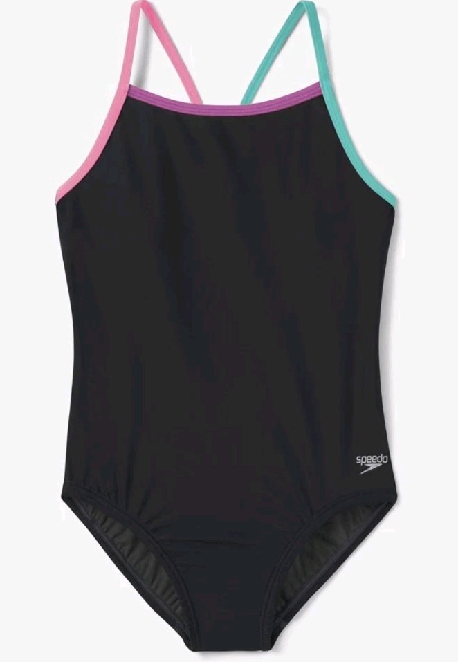 Speedo Junior Youth Size 12 Sports Training One Piece Swimsuit Black Multicolor Speedo Junior Youth Size 12 Sports Training One Piece Swimsuit Black Multicolor