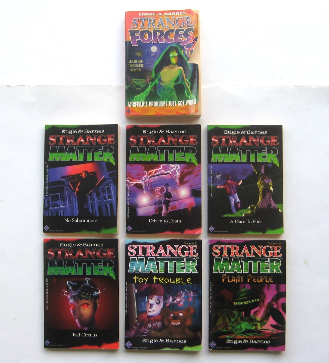 Strange Matter PB Book Lot of 6 & Strange Forces 3 Engle Barnes Youth Horror 90s