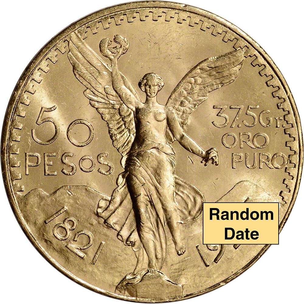 Mexico Gold 50 Pesos - AU/BU - Random Date - 1.2056 oz. Mexico Gold 50 Pesos - AU/BU - Random Date - 1.2056 oz.