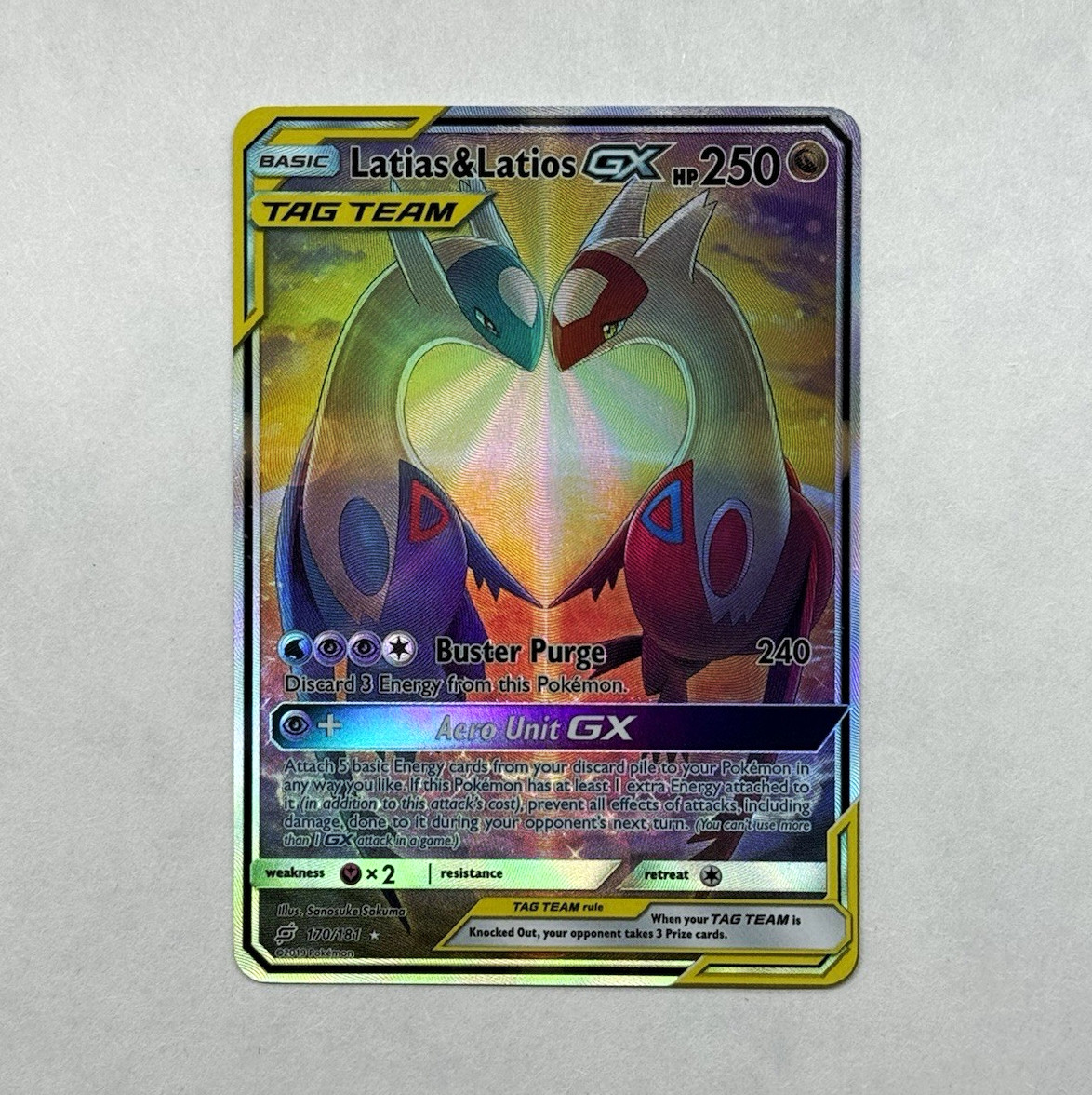 Latias & Latios GX  170/181 Full Art Sun & Moon:Team Up Holo Textured *Fan Art*