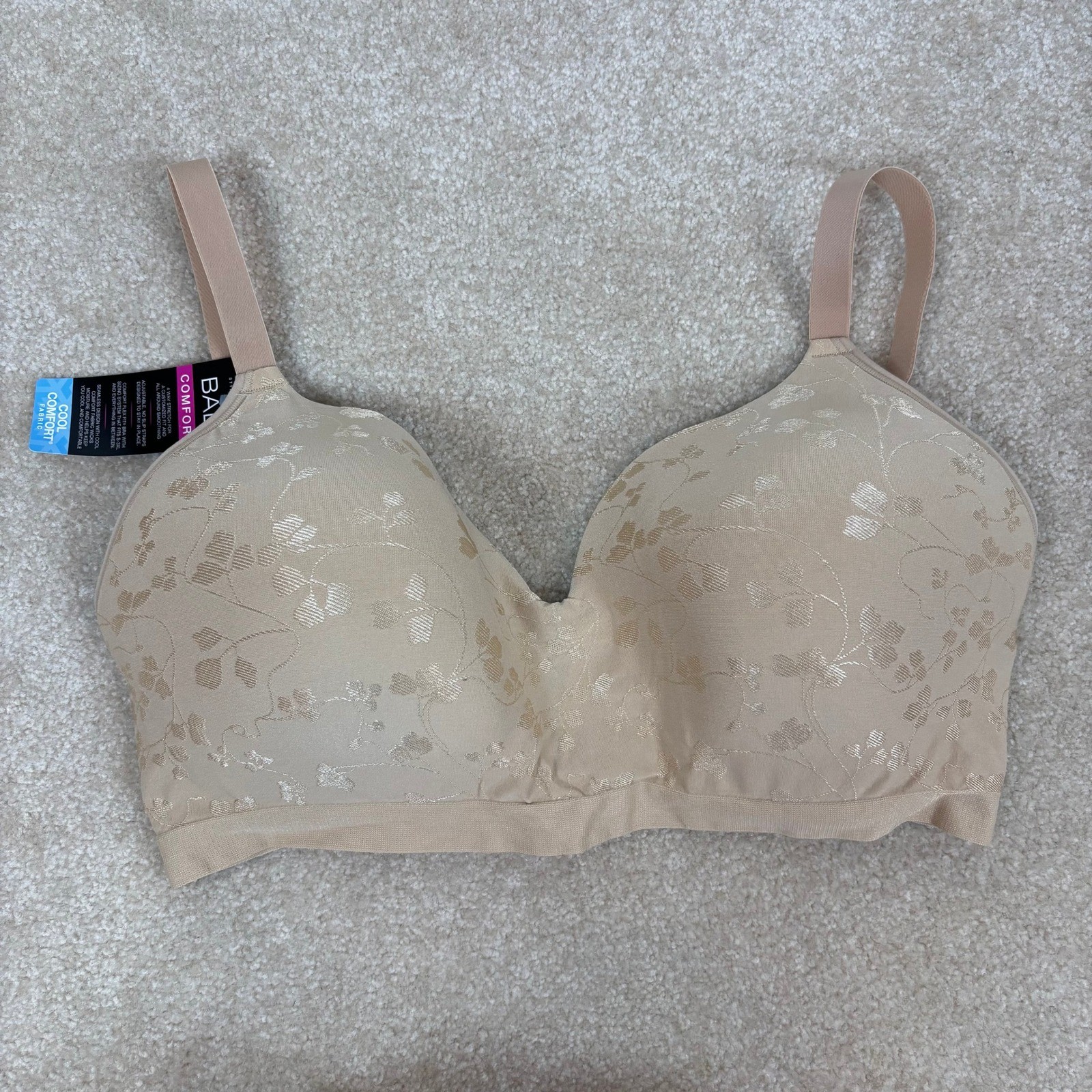 Bali Comfort Revolution Wirefree Bra Floral Beige DF3643 3XL/3TG NWT