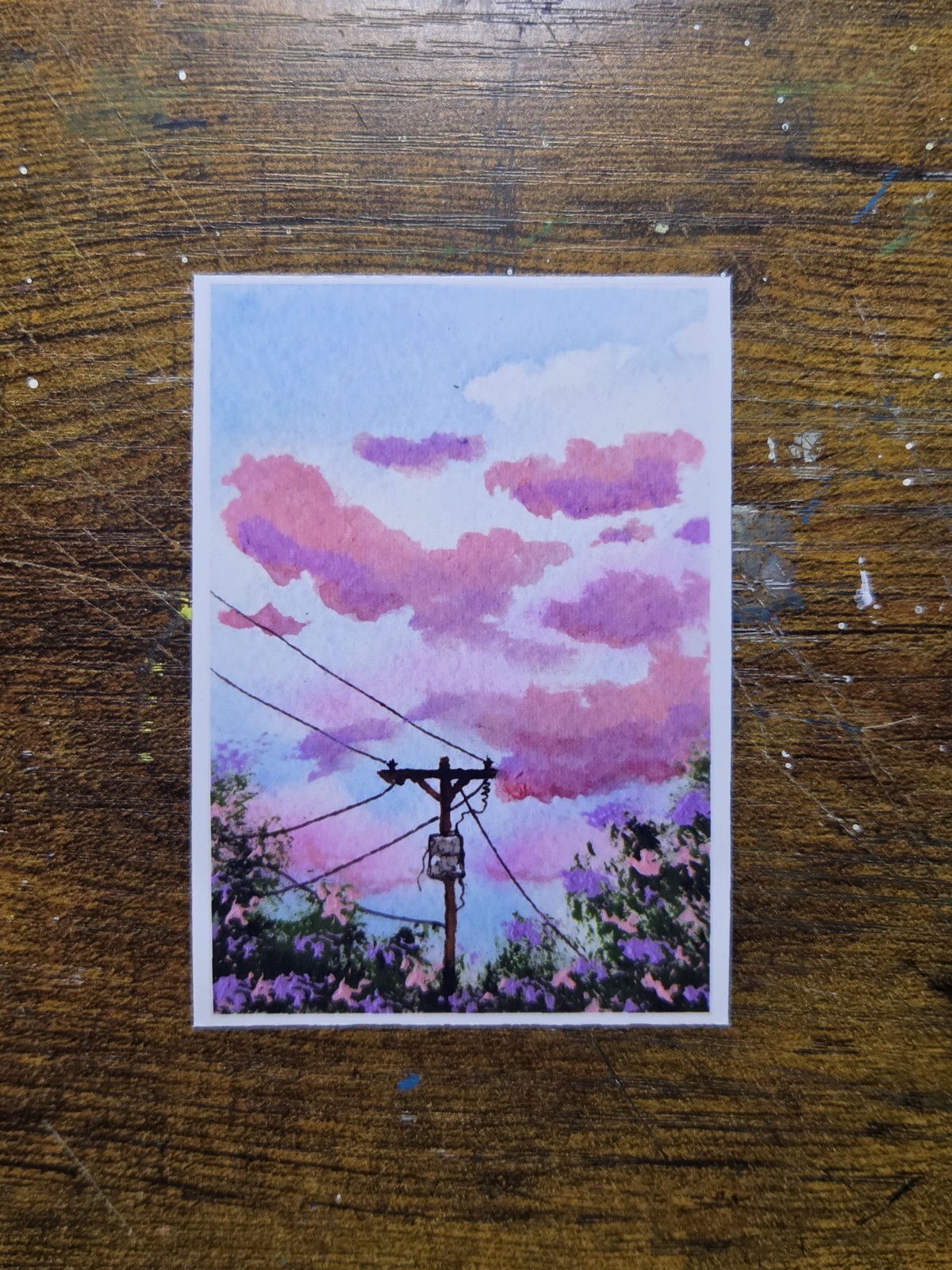 ACEO *Art Print Of an Original Watercolor Sunset  By El_duderino_art 