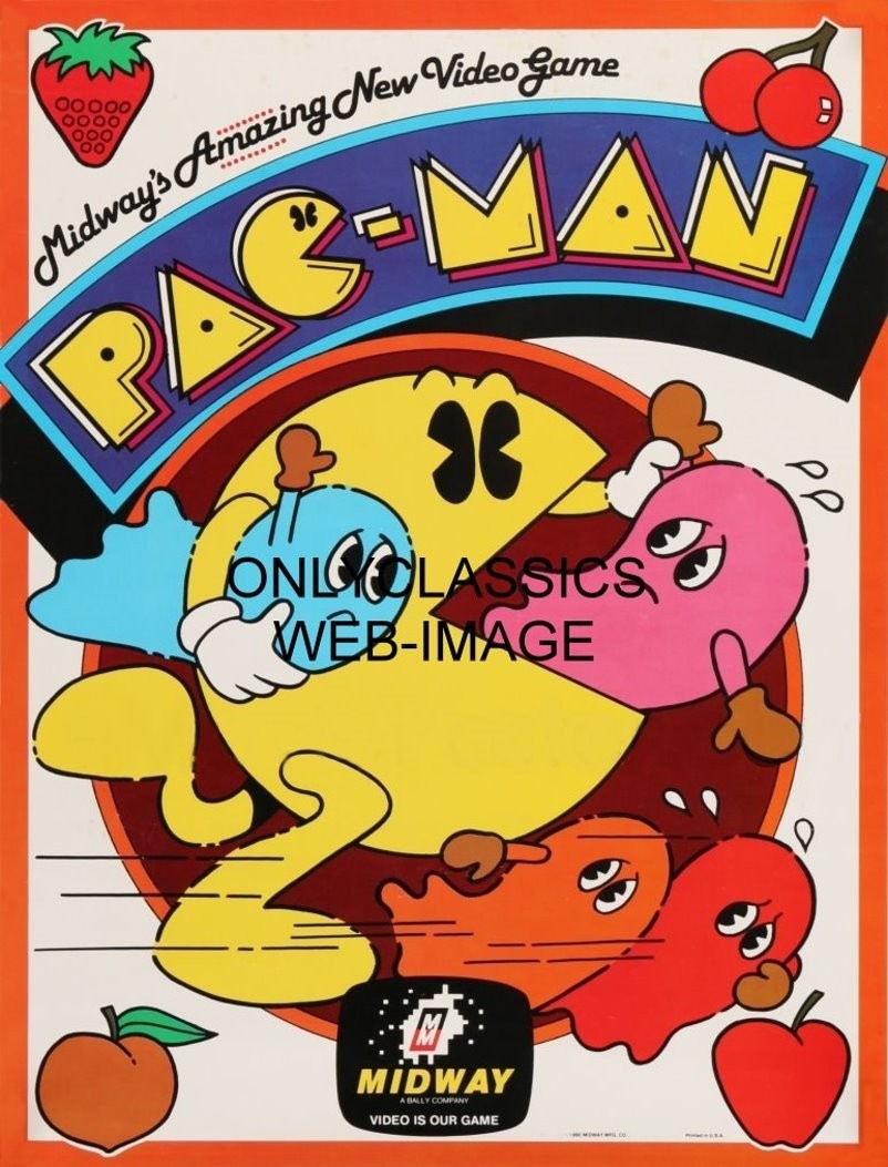1980 Pac-Man 12x16 Poster Iconic Pop Culture Vintage Video Game By Midway Namco