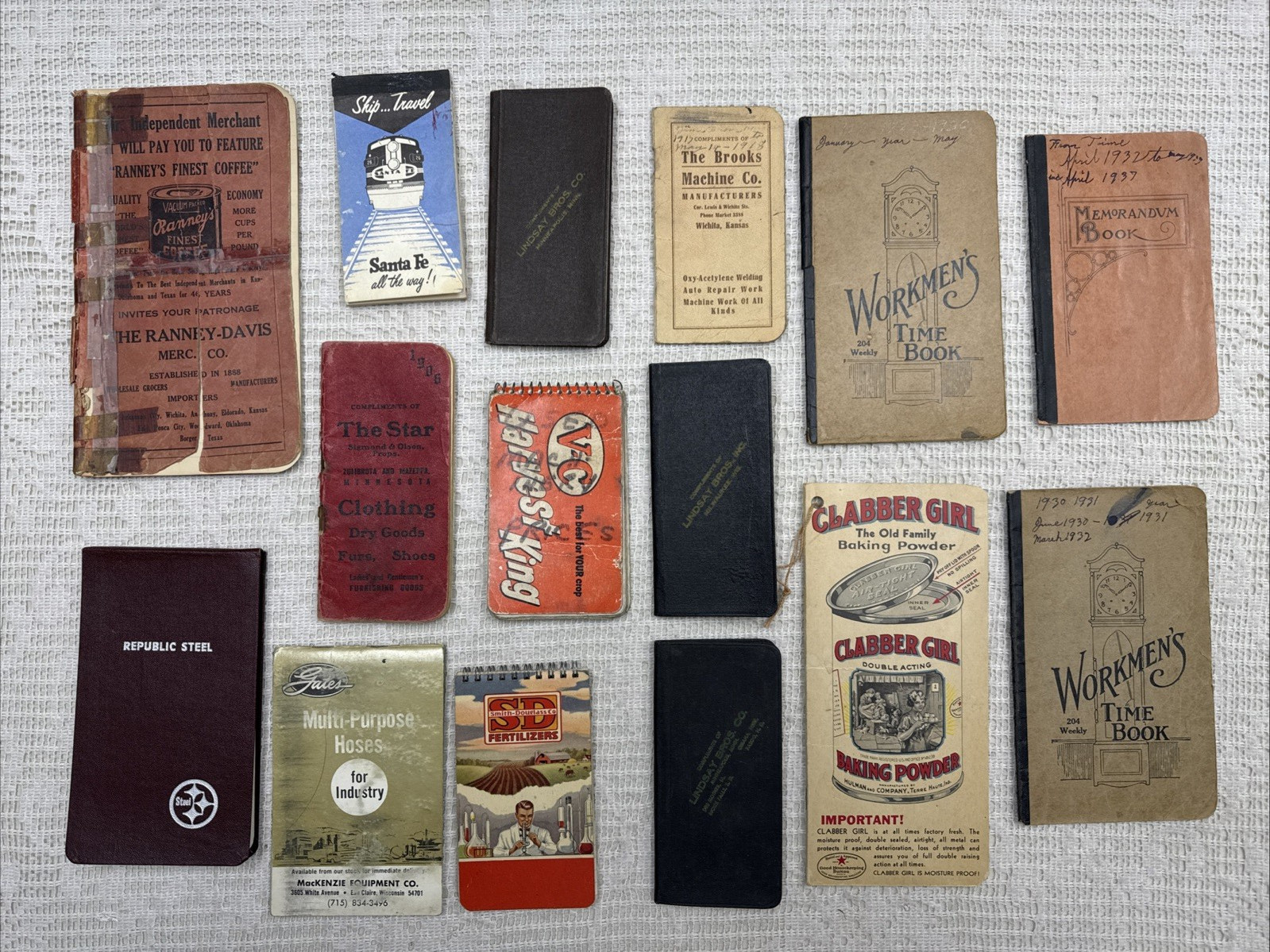 Lot Vtg 15 Advertising Agricultural Farmer Ledger Book Calendar Pocket Notebooks