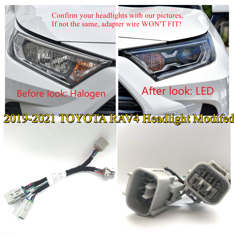 Headlight Upgrade Harness For 2019 2020 2021 TOYOTA RAV4 Halogen to LED Modified