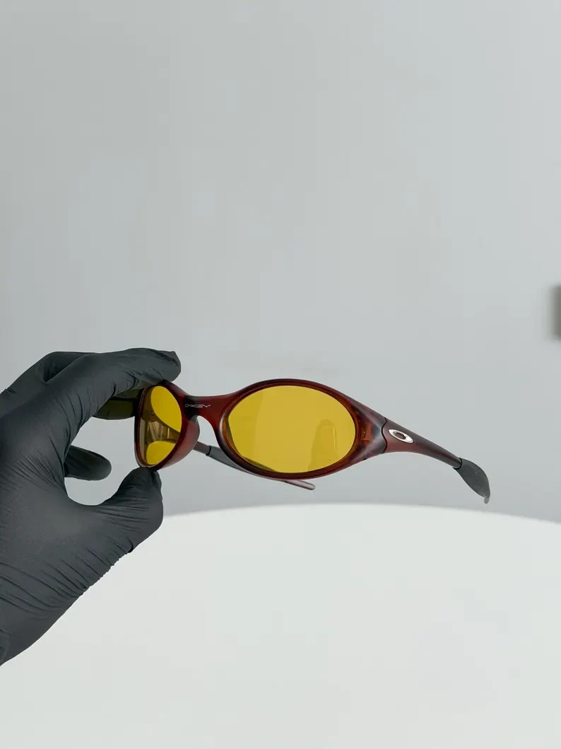 Retro Oakley Eye Jacket 1.0 Gen 2 Polarized Sunglasses Brown Frame Gold Lenses
