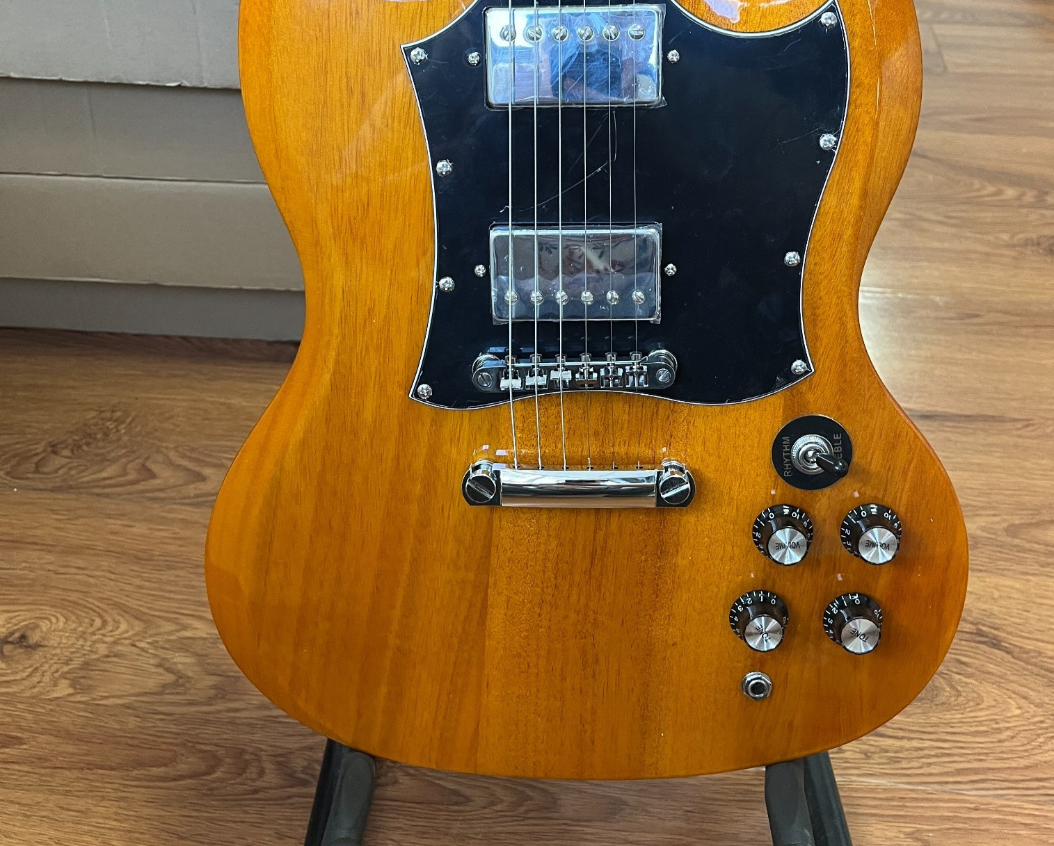 Natural SG Style Electric Guitar Rosewood Fingerboard Chrome Part US Warehouse Natural SG Style Electric Guitar Rosewood Fingerboard Chrome Part US Warehouse